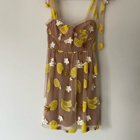 For love & lemons pineapple fruit punch sequin mini dress size xs - Picture 2 of 6